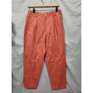 VTG Liz Claiborne LizSport Women's Coral Pleated Linen Blend Tapered Pants Sz 12